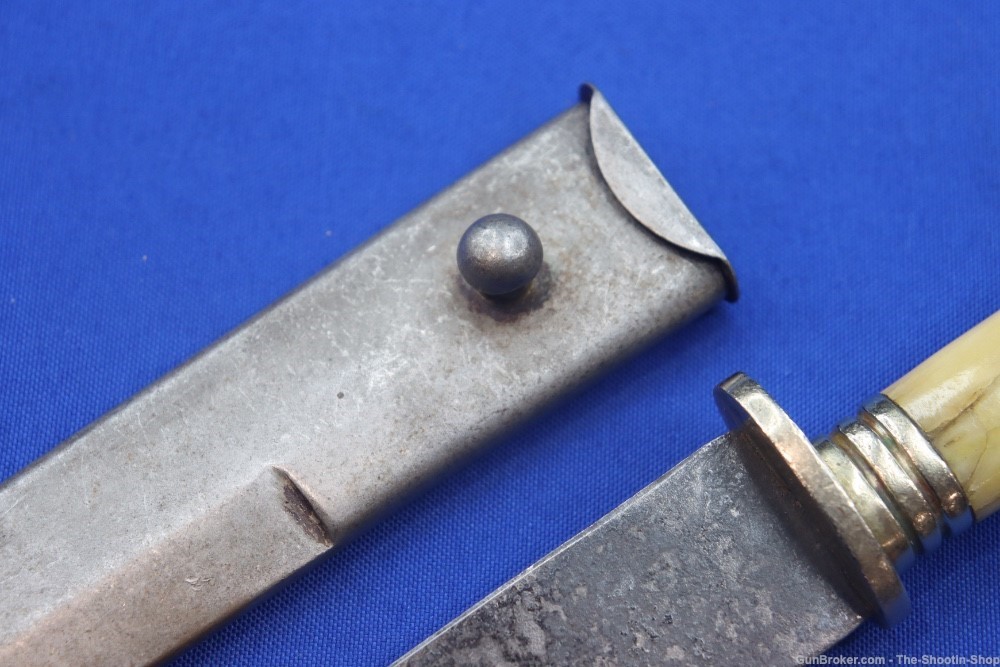 Wostenholm Sheffield England Bone Handled Knife Vintage Blade Metal Sheath-img-12