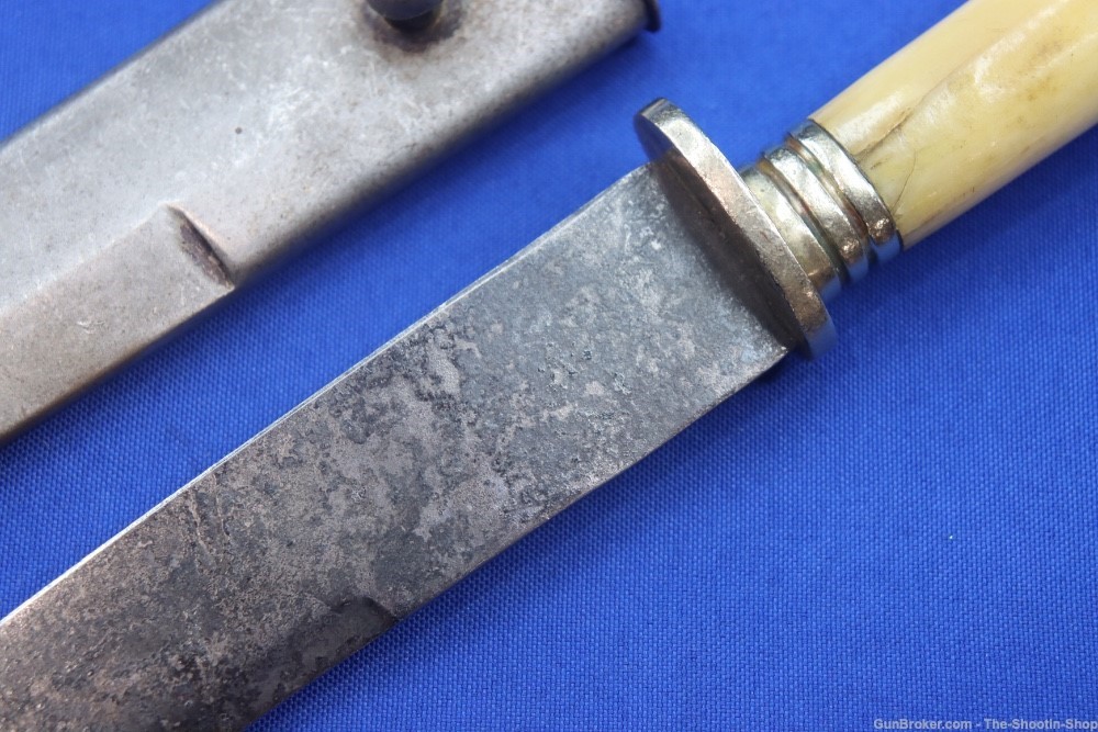 Wostenholm Sheffield England Bone Handled Knife Vintage Blade Metal Sheath-img-10