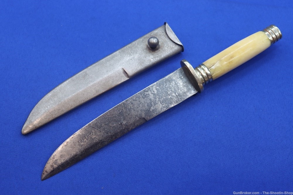 Wostenholm Sheffield England Bone Handled Knife Vintage Blade Metal Sheath-img-7