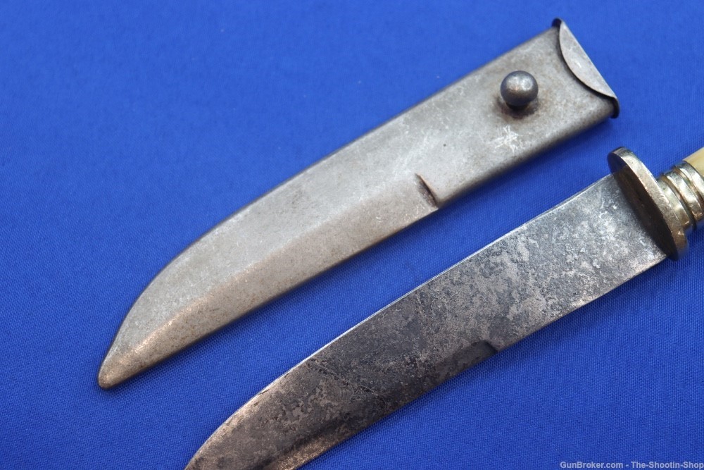Wostenholm Sheffield England Bone Handled Knife Vintage Blade Metal Sheath-img-13