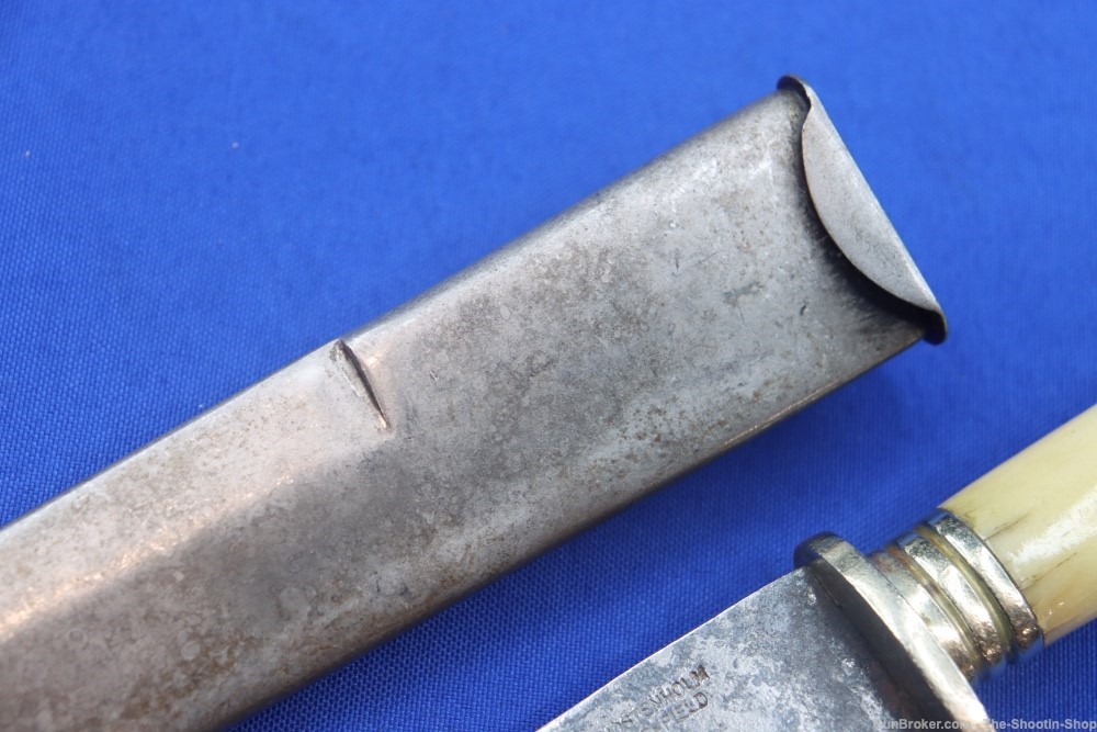 Wostenholm Sheffield England Bone Handled Knife Vintage Blade Metal Sheath-img-6
