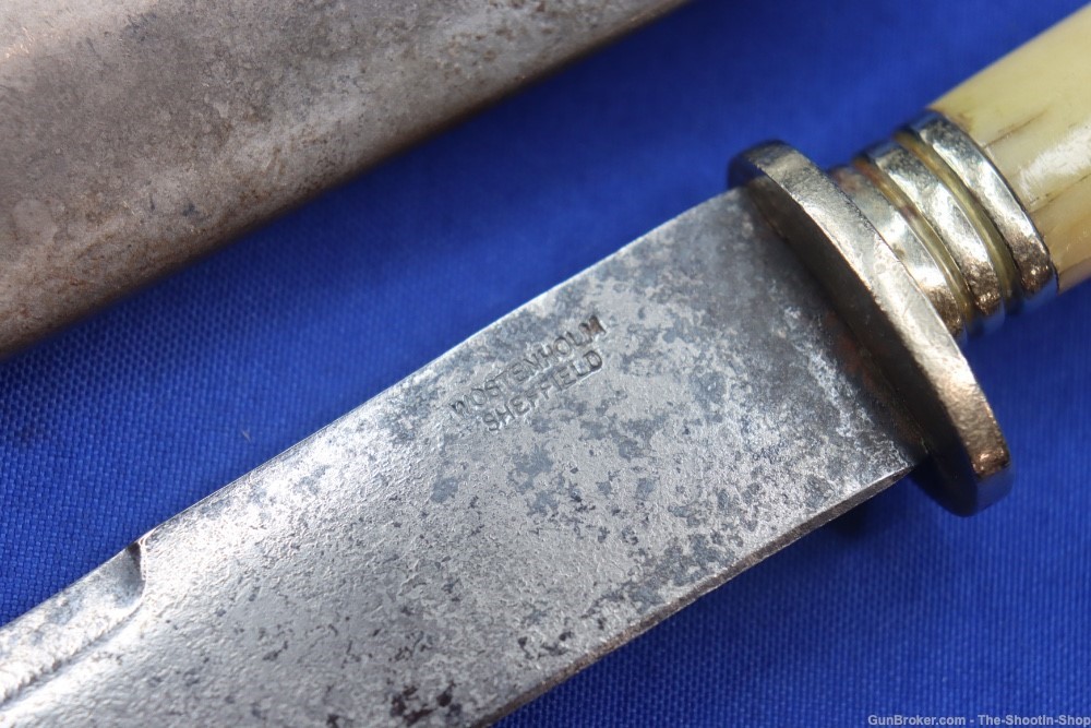Wostenholm Sheffield England Bone Handled Knife Vintage Blade Metal Sheath-img-5