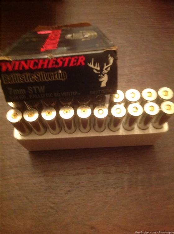 Winchester 7mm STW 140 grain Ballistic Silvertip 10 rds and 10 brass ammo-img-0