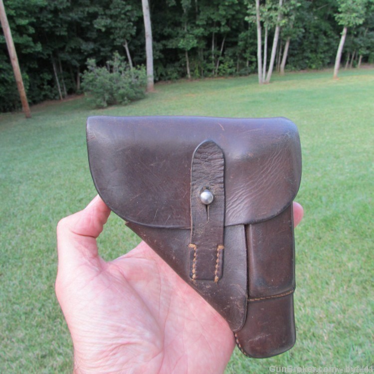 GERMAN WWII SAUER 38H 7.65MM 1942 BROWN LEATHER HOLSTER "jhg 42"-img-1