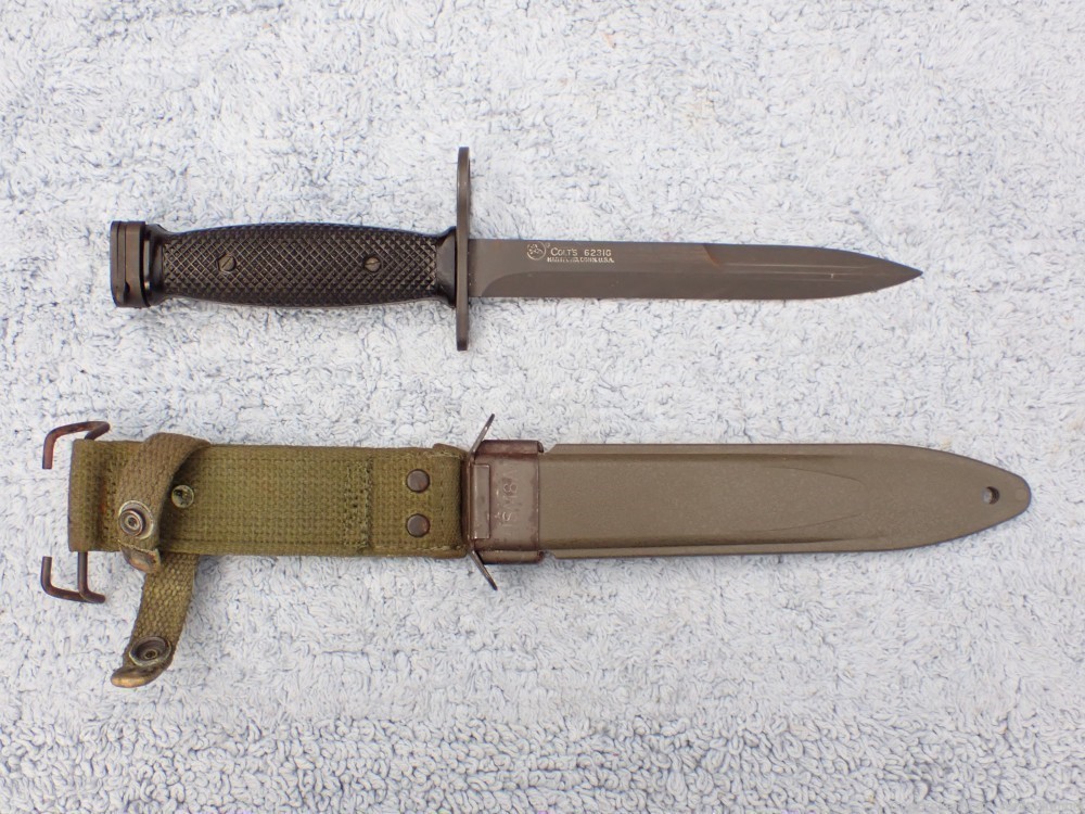US VIETNAM COLT M-16 1970'S M7 FACTORY BAYONET WITH SCABBARD MINT-img-3