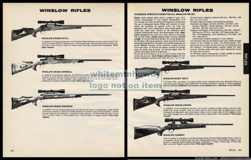 1985 WINSLOW Basic Crown Varmint Rifle AD Royal Imperial Emporer on reverse-img-0