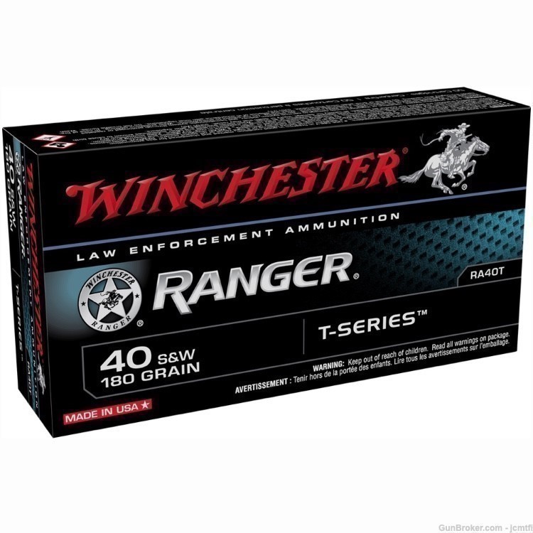 100rds Winchester Ranger™ LE Talon RA40T 40 S&W 180 GR JHP T-Series-img-3