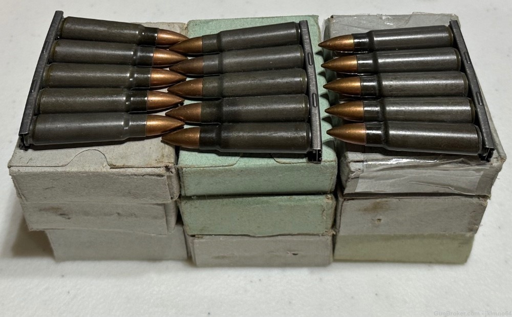 150 rounds 1961 Milsurp 7.62x45 VZ 52 VZ52 FMJ ammo 120 rounds on clips-img-0