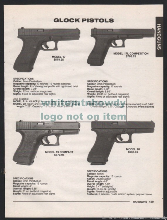 1994 GLOCK 17, 17L Competition, 19 Compact and 20 Pistol PRINT AD-img-0