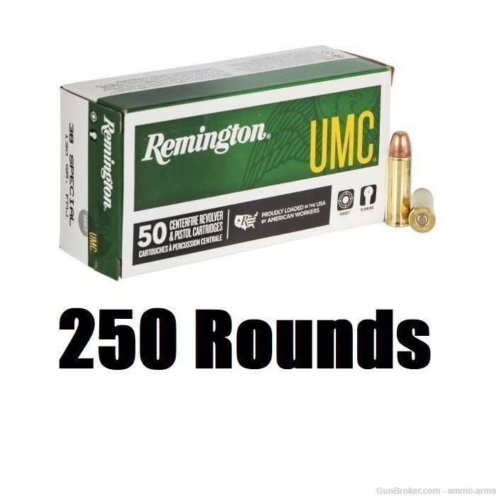 Remington UMC .38 Special 130 Grain Full Metal Jacket 250 Rounds - L38S11-img-1