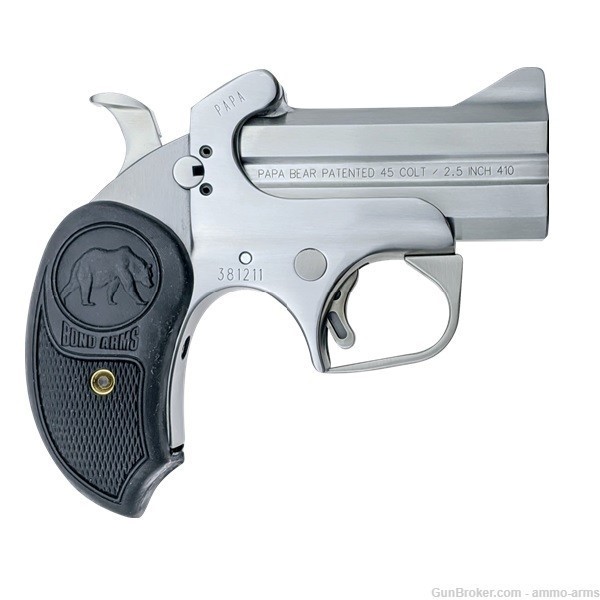 Bond Arms Papa Bear .45 LC / .410 Gauge 3" Stainless Black Grips BAPB-img-1