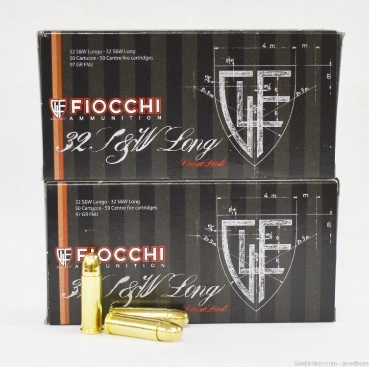 100 FIOCCHI .32 S&W LONG 97 Gr. FMJ AMMO 2 BOXES AMMO SALE-img-0