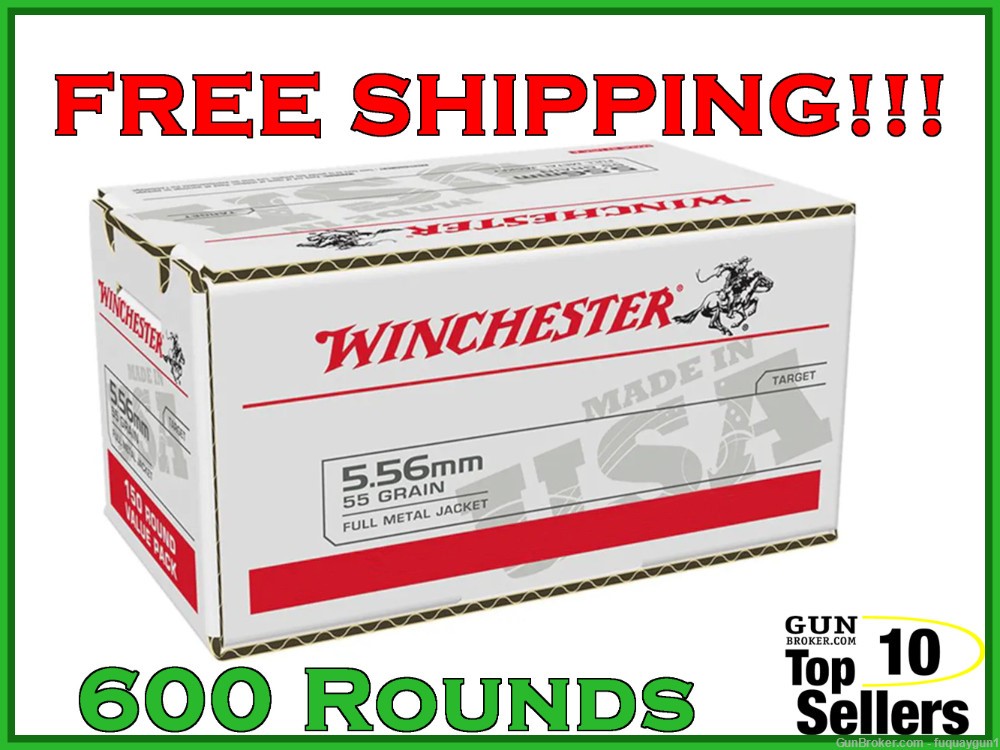 Winchester USA 556 ammo M193 600 Round case FREE SHIPPING!-img-0