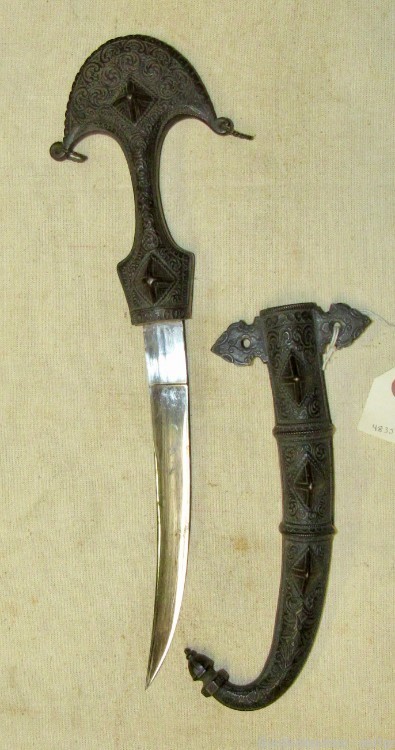 Very Ornate Moroccan Koumiya Arabic Bronze Dagger-img-0