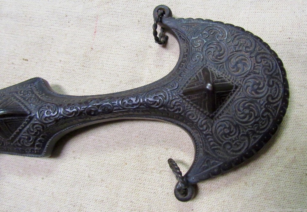 Very Ornate Moroccan Koumiya Arabic Bronze Dagger-img-3