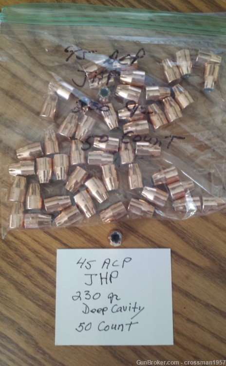 45 acp Jacketed Hollow Point Bullets Reloading -img-0