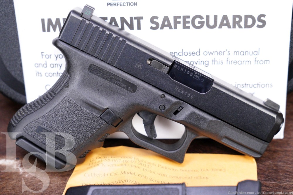 Glock 30 G30 Gen 3 .45 ACP 3.78” Striker Fired Semi Automatic Pistol-img-0
