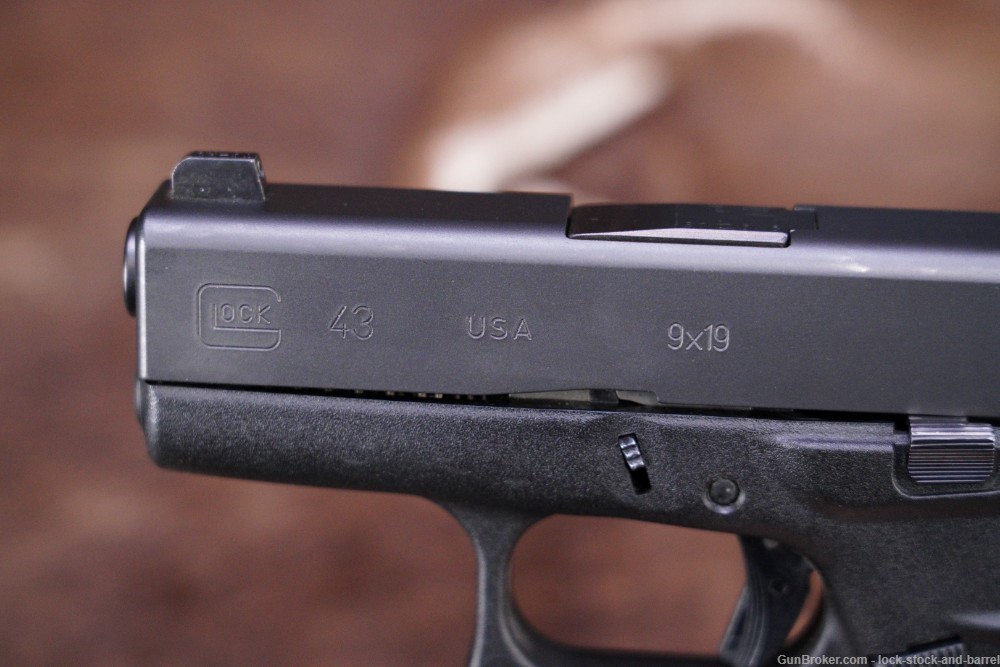 Glock 43 G43 Slimline 9mm Striker Fired Semi Auto Pistol, Modern-img-9