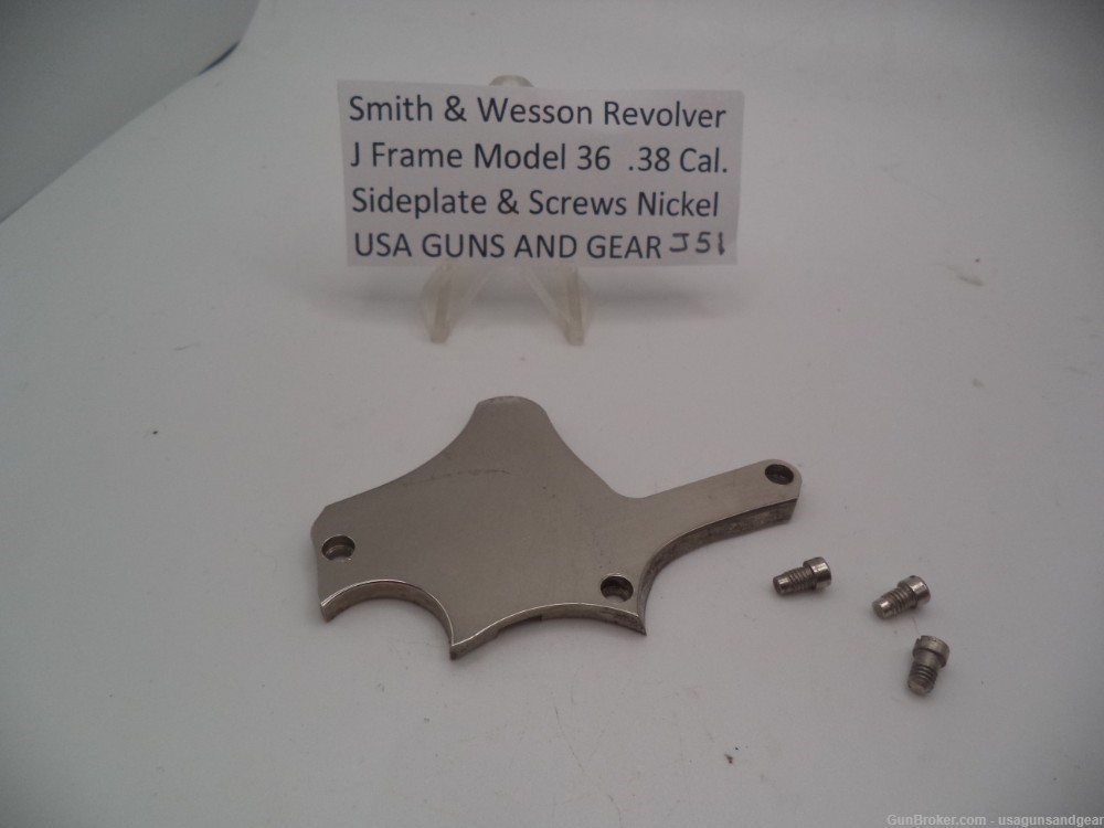 J51 Smith & Wesson Revolver J Frame Model 36 Sideplate & Screws Nickel-img-0