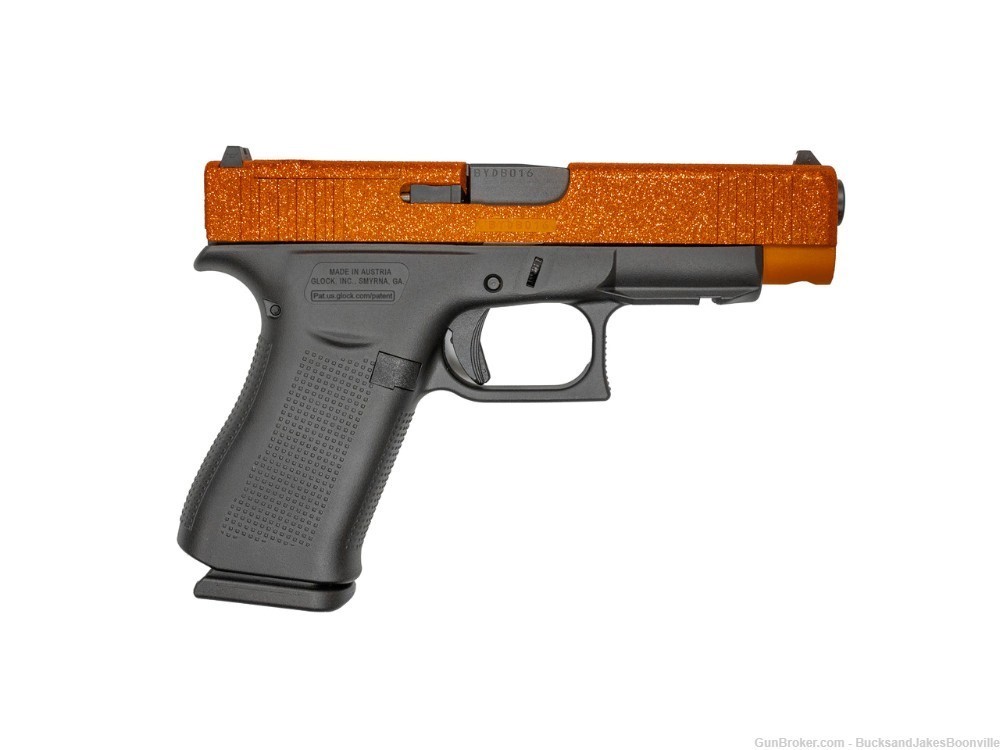 Glock G48 MOS Slim 9mm Luger 4.17" Black GMB Barrel, 10+1, Orange GlitteR-img-0