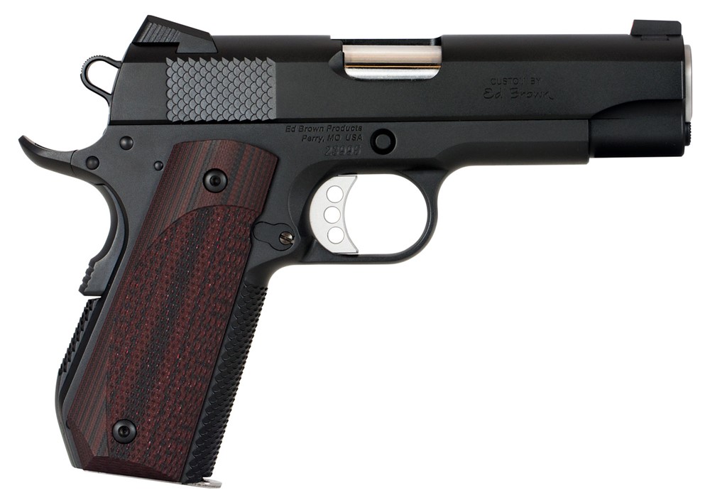 Ed Brown 1911 Kobra Carry 45 ACP Pistol 4.25 Black Bobtail/Laminate Wood Gr-img-0