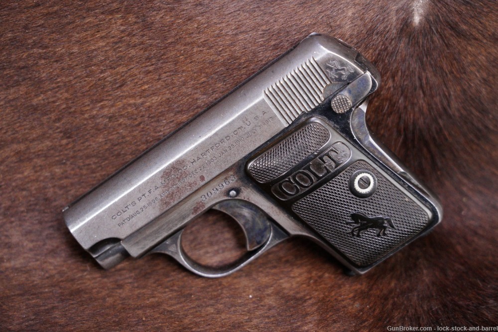 Colt Model 1908 Vest Pocket .25 ACP Semi-Automatic Pistol, MFD 1922 C&R-img-3