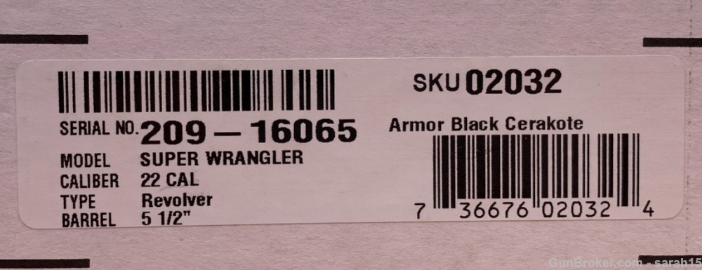 RUGER 5.5" BLACK SUPER WRANGLER SCARCE .22 MAG / .22 LR DUAL CYLINDER NIB-img-3