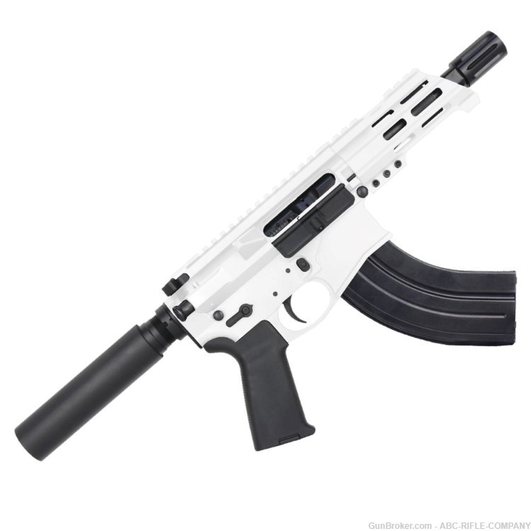 AR15 Micro 7.62x39 Billet Pistol 5" Barrel Custom M-Lok Handguard -WHITE-img-0