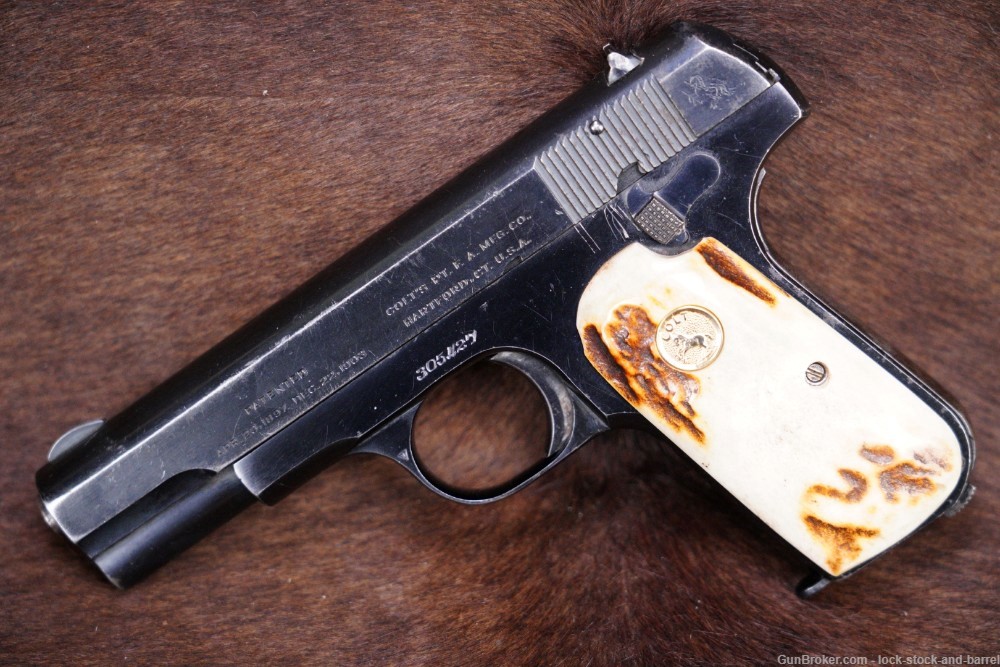 Colt Model 1903 Pocket Hammerless .32 ACP Semi Automatic Pistol, 1919 C&R-img-3