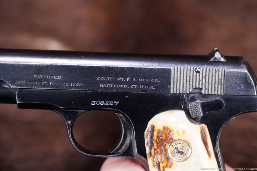 Colt Model 1903 Pocket Hammerless .32 ACP Semi Automatic Pistol, 1919 C&R-img-11