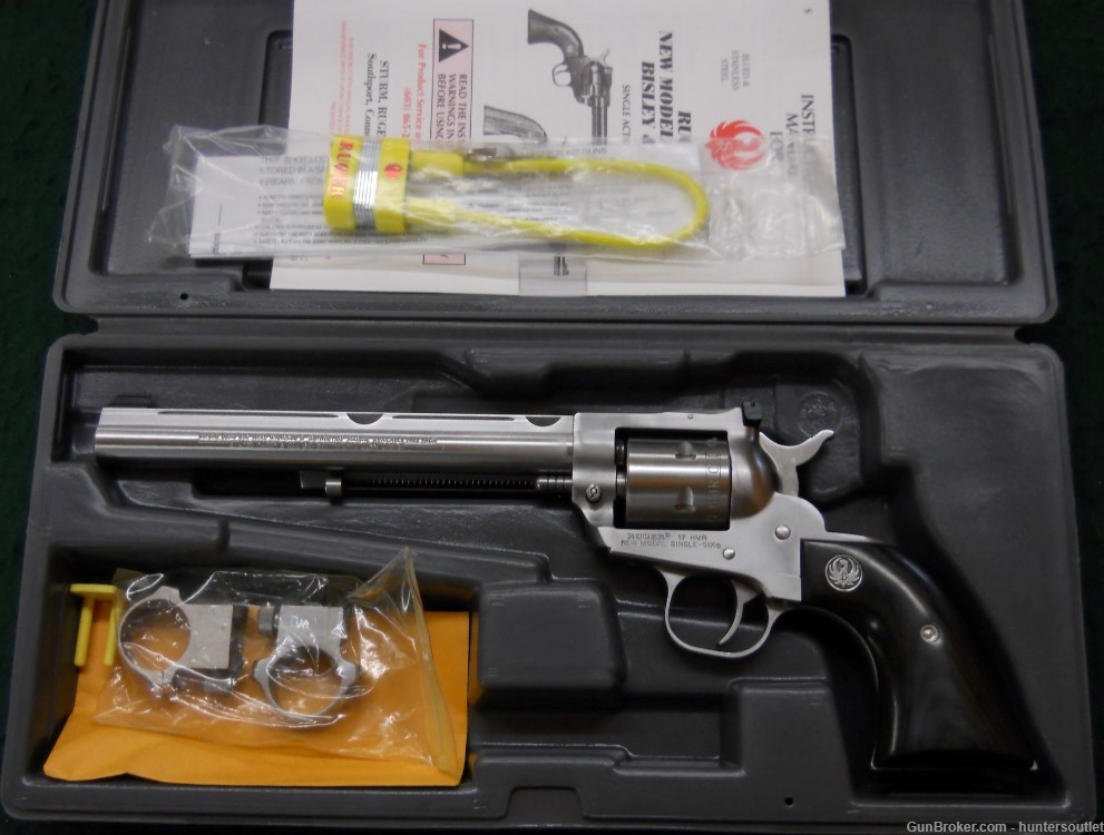 Ruger Single Six Hunter 17 HMR .17 0663 Rare with Box & Rings-img-0