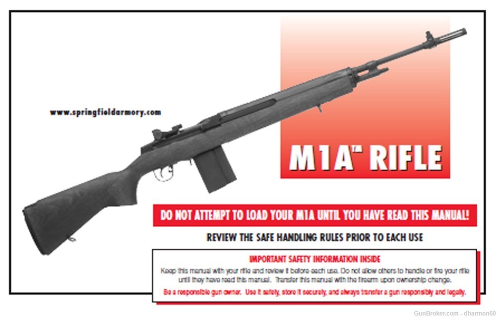 Springfield Armory M1A 7.62 Rifle Owners Instruction and Maintenance Manual-img-0