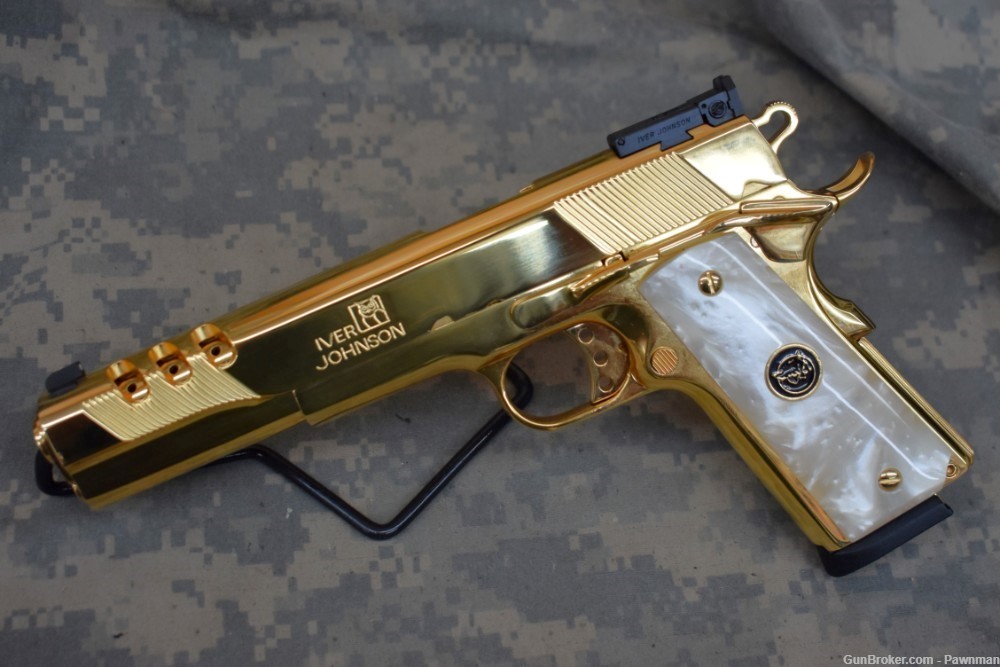 Iver Johnson Golden Eagle XL10-WP in 10mm 24k Gold - NEW!-img-0