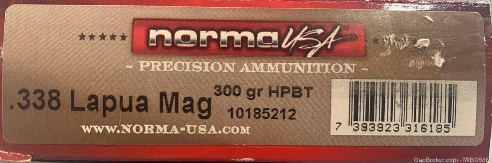 Norma Professional Hunter .338 Lapua Mag Ammunition. 300gr. One Box.-img-0