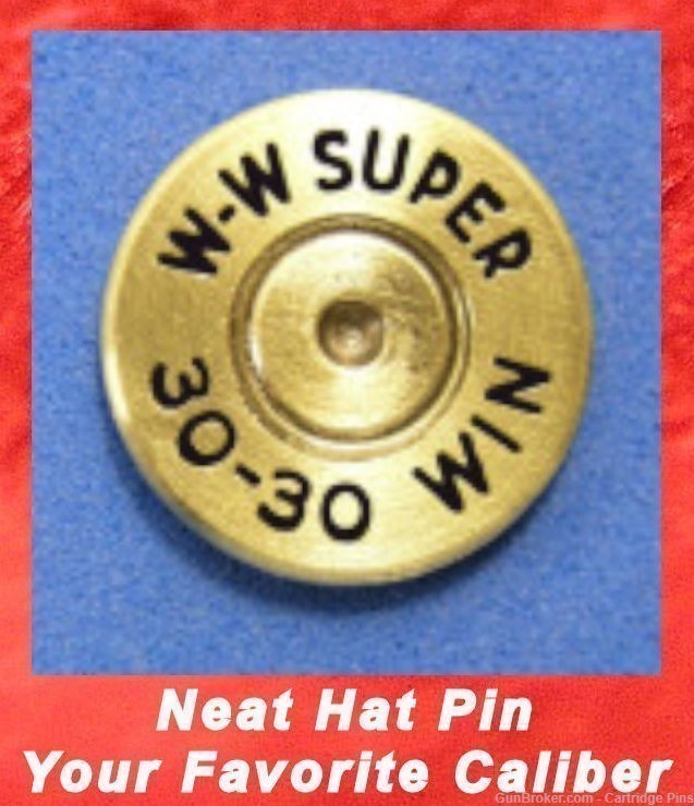 Winchester W-W SUPER 30-30 WIN Brass Cartridge Hat Pin Tie Tac  Ammo Bullet-img-0