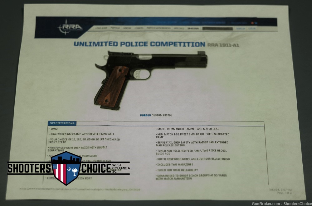 Rock River Arms 1911 Unlimited Police Competition PPC 9mm 6" + 5" Slide -img-19