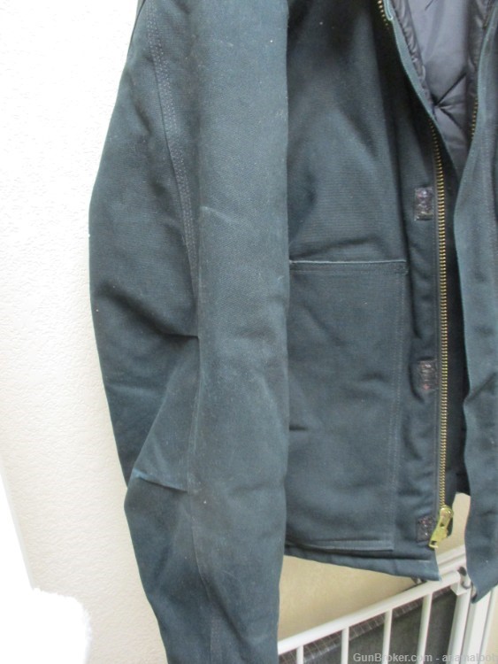 USED CARHARTT CO3 CANVAS COAT MADE IN USA QUILTED LINER 46 REGULAR BLACK-img-1