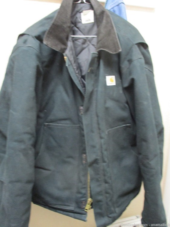 USED CARHARTT CO3 CANVAS COAT MADE IN USA QUILTED LINER 46 REGULAR BLACK-img-0