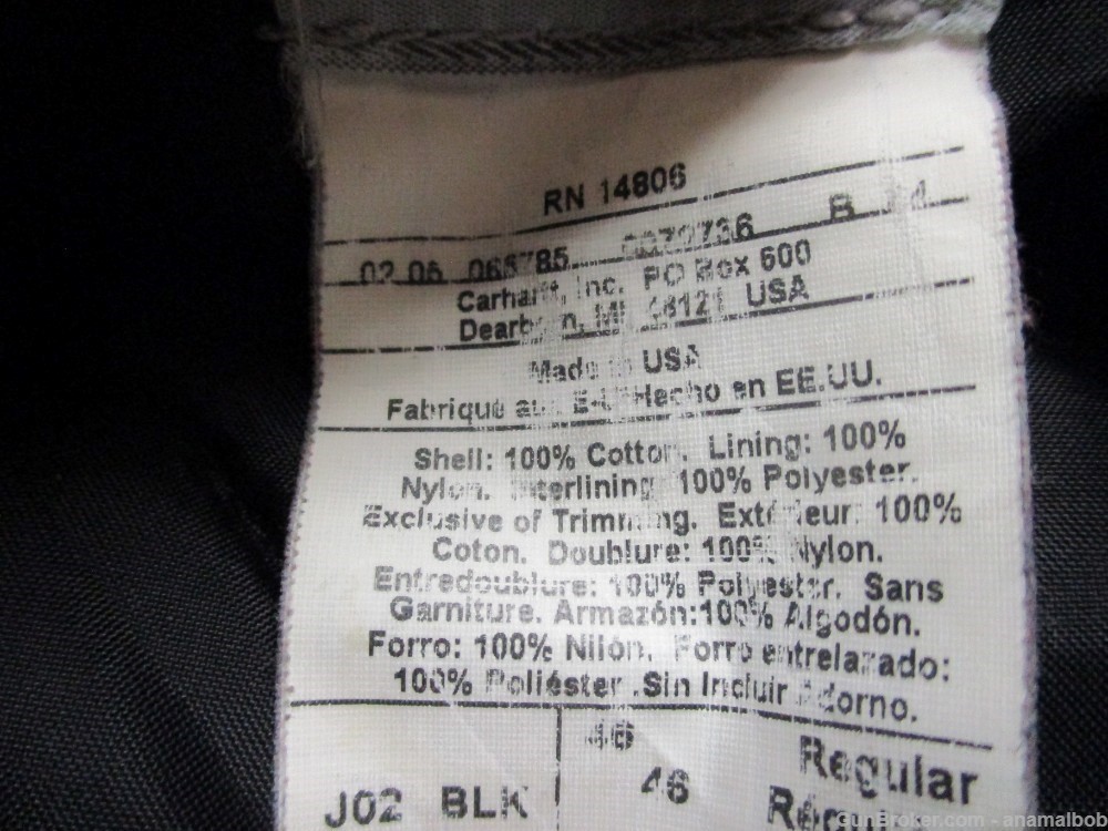USED CARHARTT CO3 CANVAS COAT MADE IN USA QUILTED LINER 46 REGULAR BLACK-img-11