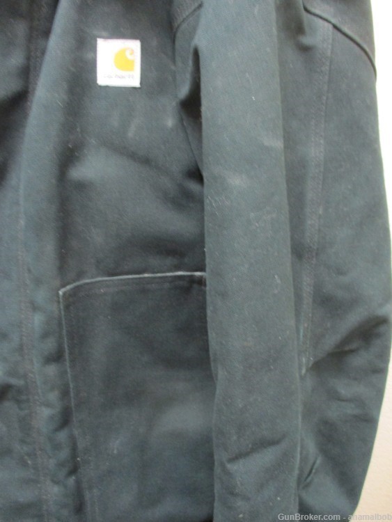 USED CARHARTT CO3 CANVAS COAT MADE IN USA QUILTED LINER 46 REGULAR BLACK-img-2