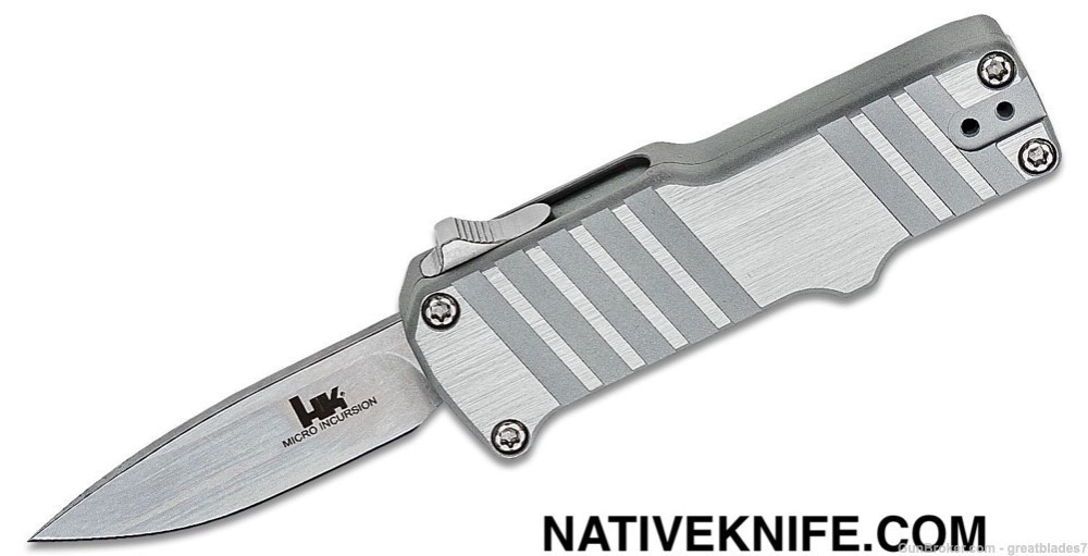 HK Micro Incursion OTF Automatic Knife Brushed Aluminum 54035 FREE SHIPPING-img-0