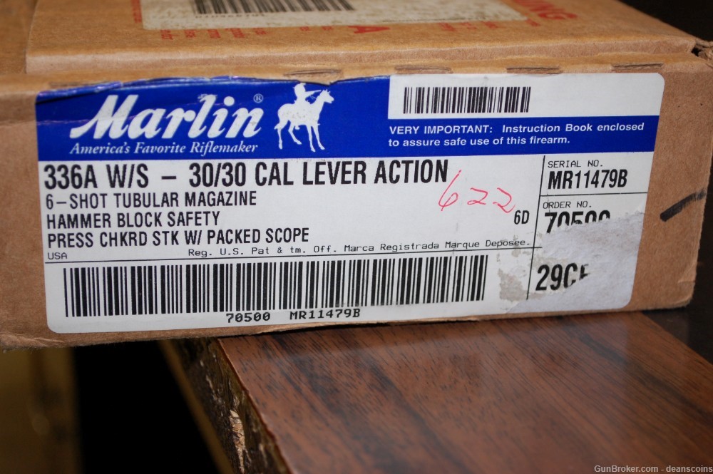 Marlin Model 336A W/S 30-30 20" Press Checkering Stock Packed Scope NIB -img-20