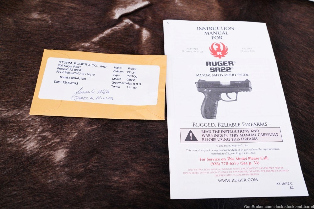 Ruger SR22 Model 03600 .22 LR 3.5” Semi Automatic Pistol & Box MFD 2014-img-22