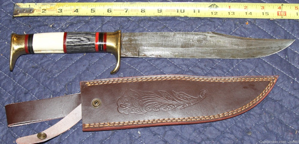 Rody Stan HAND MADE DAMASCUS 16.5 INCH BOWIE HUNTING KNIFE-img-0
