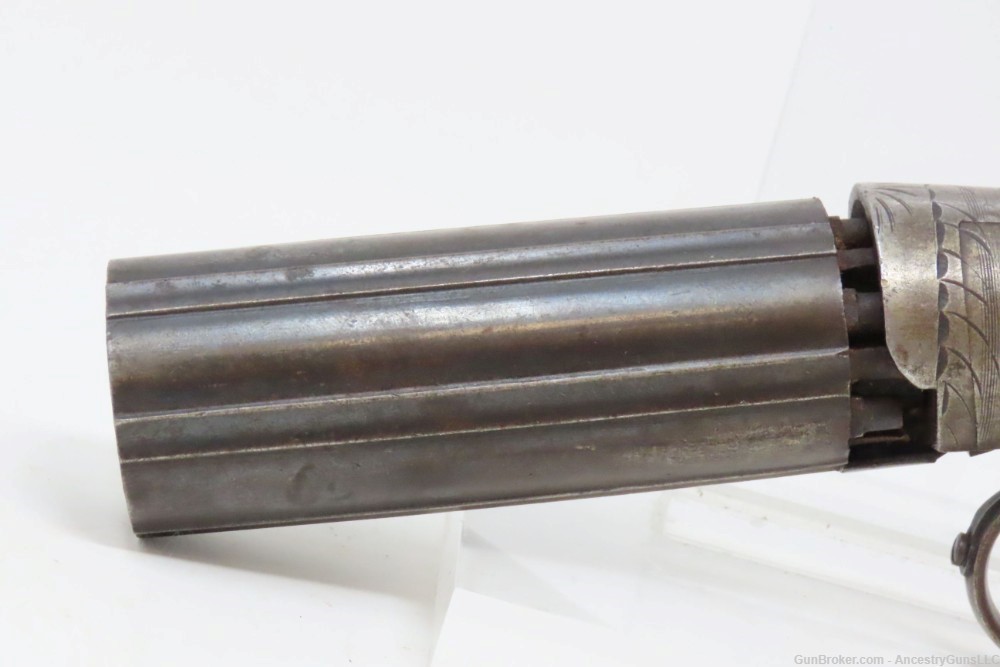 Antique BLUNT & SYMS Style .31 Caliber PERCUSSION Underhammer PEPPERBOX    -img-4