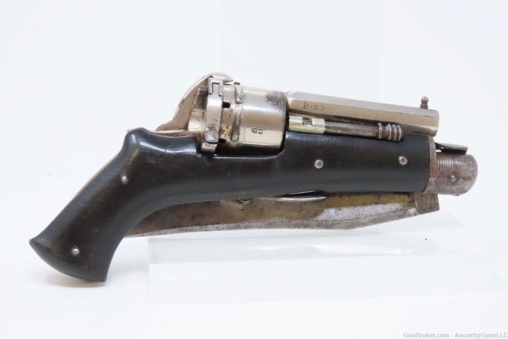 SCARCE Antique BELGIAN PINFIRE Double Action Folding Trigger KNIFE Pistol  -img-14