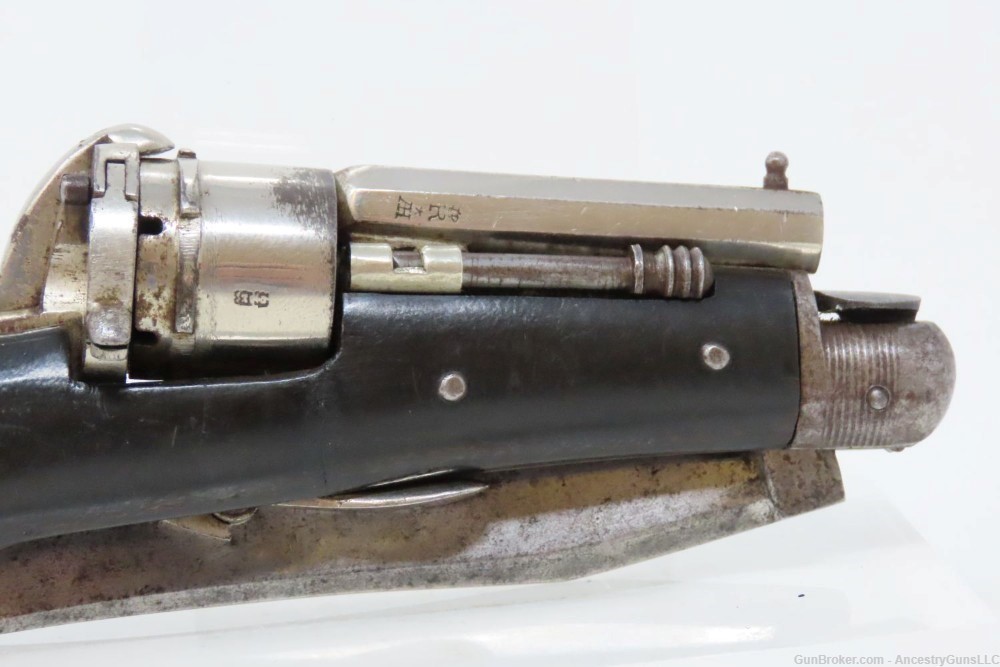 SCARCE Antique BELGIAN PINFIRE Double Action Folding Trigger KNIFE Pistol  -img-16