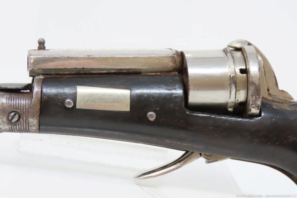 SCARCE Antique BELGIAN PINFIRE Double Action Folding Trigger KNIFE Pistol  -img-3