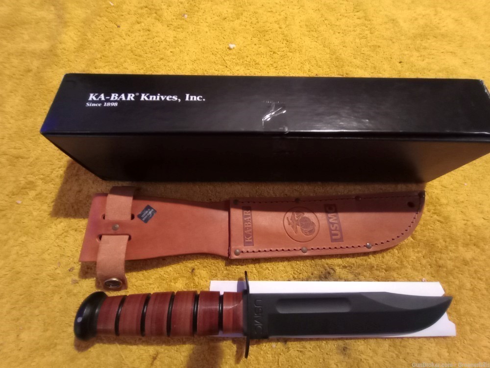 Ka-bar kbar USMC knife model 1217 with holster new in box nice-img-0