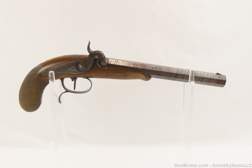 CASED Pair of ENGRAVED, DAMASCUS Belgian DUELING or TARGET Pistols Liege Pr-img-4